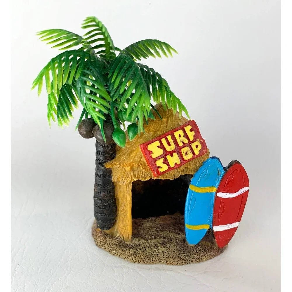 Top Fin Aquarium Decor Tiki Surf Shop Mermaid Electroplated Mix 2 Pack Lot New